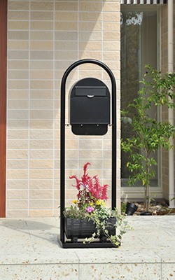 ヨーロピアンポスト(LB-100ブラック)+アーチスタンド(AS-1ブラック)セット 埋込みタイプ※自立ベースは付属しません