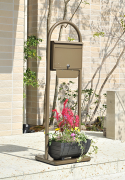 セレクトカラーポスト(SG-5000Lブラウンメタリック)+アーチスタンド(AS-1ブラウンメタリック)+自立ベース(AB-1ブラウンメタリック)セット