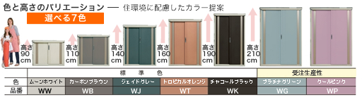 色と高さのバリエーション