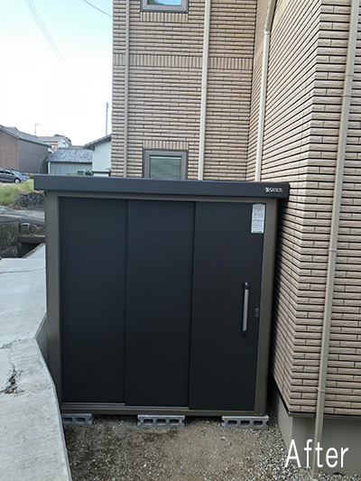 サンキン物置 SK8-70 一般地型 【棚板なし】幅1896×奥行1345×高さ1940mm の施工事例 香川県S様