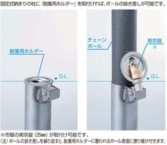 Ykkapチェーンポールオプション 脱着用ホルダー Kskの激安販売 固定式 ピラー型 の通販なら環境生活