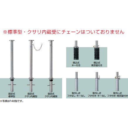 駐車場ポールLIXIL スペースガード(ステンレス) S76型 埋込式 キー付き