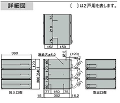 【3戸用】【本体樹脂製】ナスタ 大型郵便対応集合郵便受箱（ヨコ型） 前入後出 D-ALL 静音大型ダイヤル錠 ステンレスヘアーライン KS-MB4402PU-3L-S