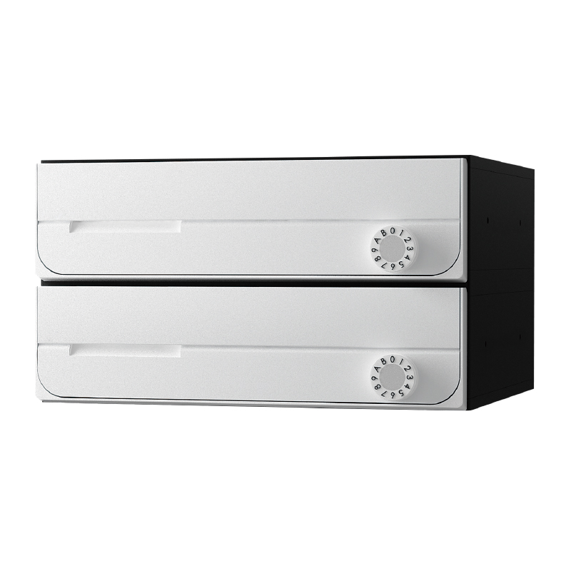 【2戸用】ナスタ 集合郵便受箱(ヨコ型)D-ALL KS-MB3002PU-2LK-W 屋内用 W360×H100 前入前出・上開き 可変ダイヤル錠 ホワイト