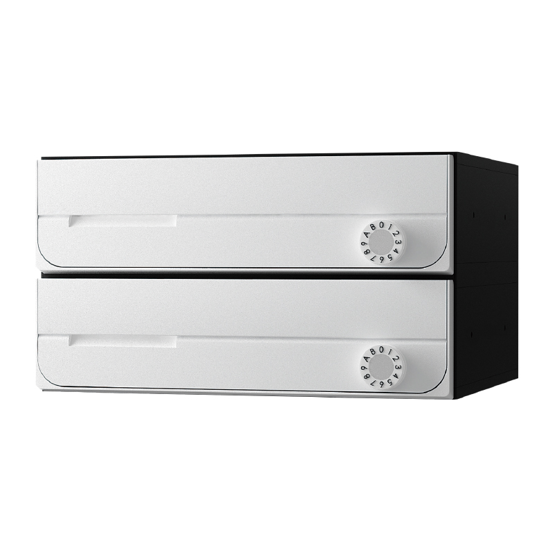 【2戸用】ナスタ 集合郵便受箱(ヨコ型)D-ALL KS-MB3002PU-2L-W 屋内用 W360×H100 前入前出・上開き 静音大型ダイヤル ホワイト