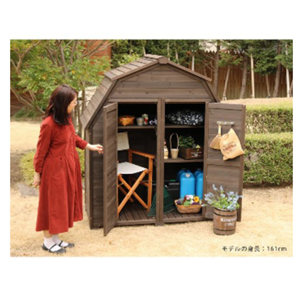 住まいスタイル ギャンブレル・ルーフ 木製収納庫 グレーホワイト
