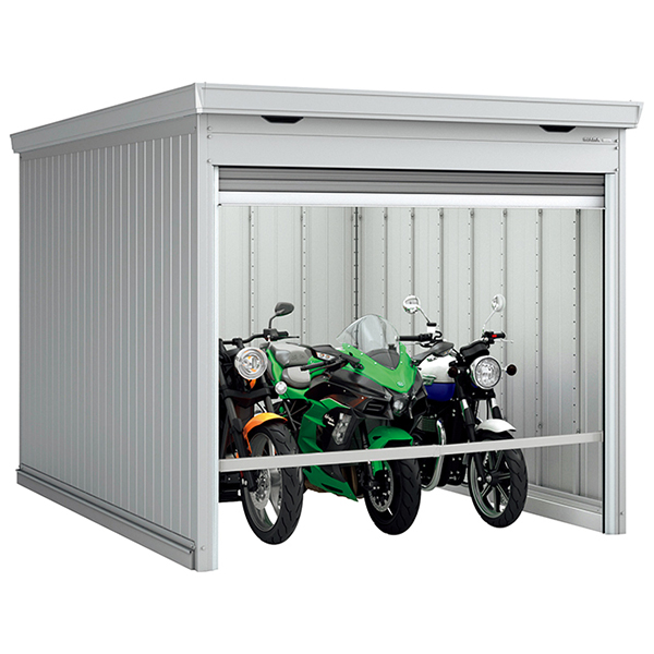 [製品5年保証]イナバ物置 バイクガレージ バイク保管庫 FM-2635HD 土間タイプ  一般型 ハイルーフ ガンメタリック色