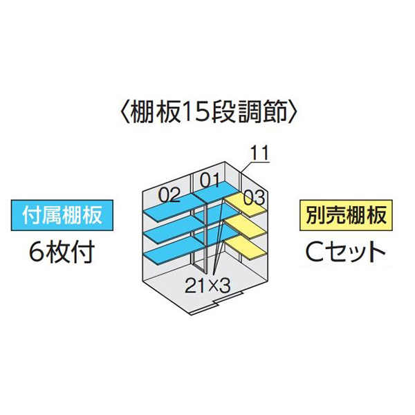 イナバ物置 フォルタ FS-2214H用オプション 別売棚Cセット
