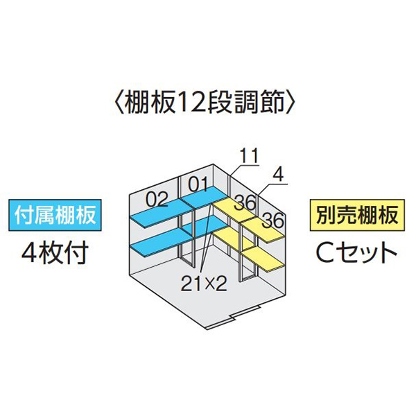 イナバ物置 フォルタ FS-2222S用オプション 別売棚Cセット