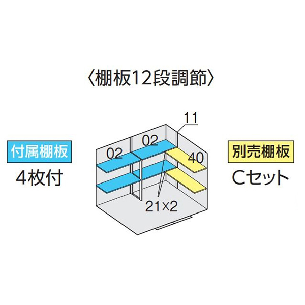 イナバ物置 フォルタ FS-2618S用オプション 別売棚Cセット