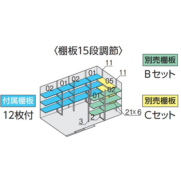 イナバ物置 フォルタ FS-4422H用オプション 別売棚Cセット