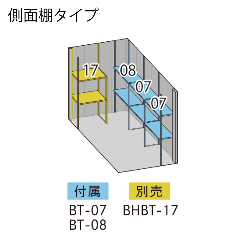 物置 屋外 ベロス BELOS B-1726Y 一般型 標準屋根 側面棚タイプ 大型 収納 おしゃれ [製品8年保証][正規代理店]