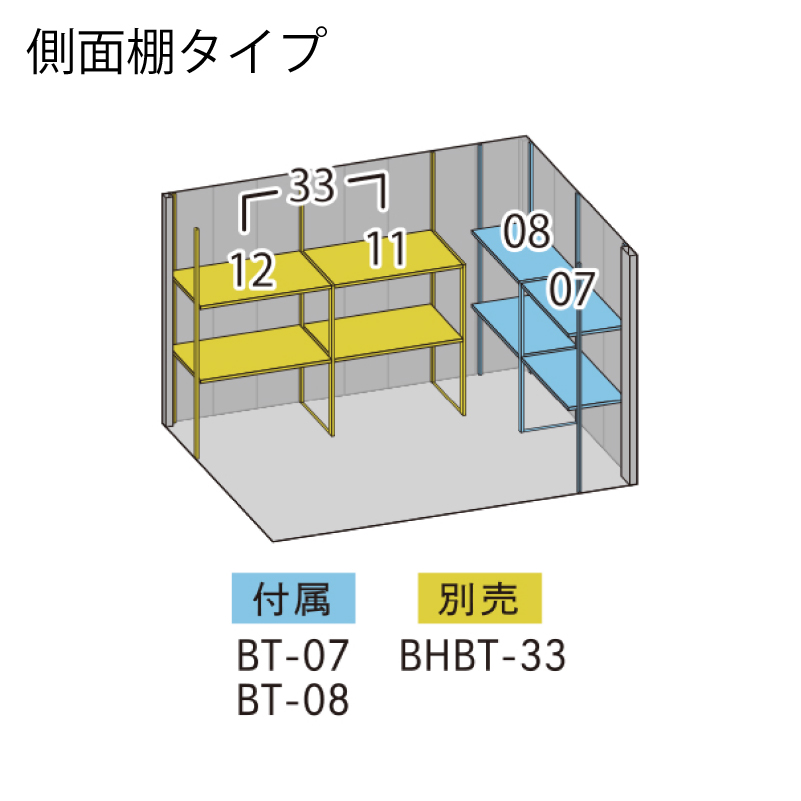 物置 屋外 ベロス BELOS B-S3318Y 多雪型 標準屋根 側面棚タイプ 大型 収納 おしゃれ [製品8年保証][正規代理店]