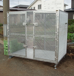 ゴミステーション 堀井鉄工 BX-Z02R(細網目仕様) 幅1860×奥行1240×高さ