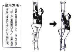 格納箱付き！】はしご型避難ロープ 吊下金具カラビナ式 ステップダンII 