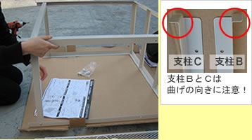 支柱B・Cの組み付け写真