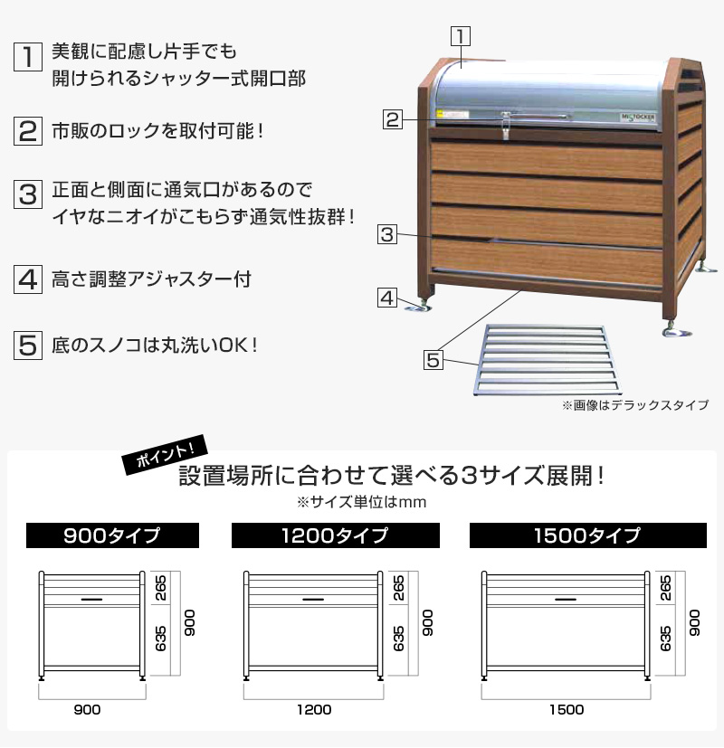 爆売り！ 環境生活  店ゴミステーション アルミック ミックストッカー Rosso ロッソ 1200タイプ 幅1200×奥行700×高さ900mm  ※完成品でのお届け ブラック